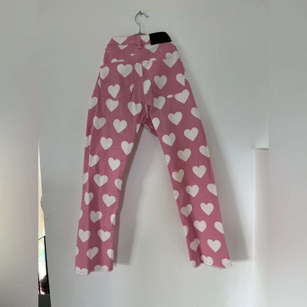 Lazy Oaf Pink Heart Jeans 24 some marks * - Picture 4 of 7